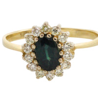 Sapphire and diamond cluster ring in 14 carat gold-engagement rings-The Antique Ring Shop