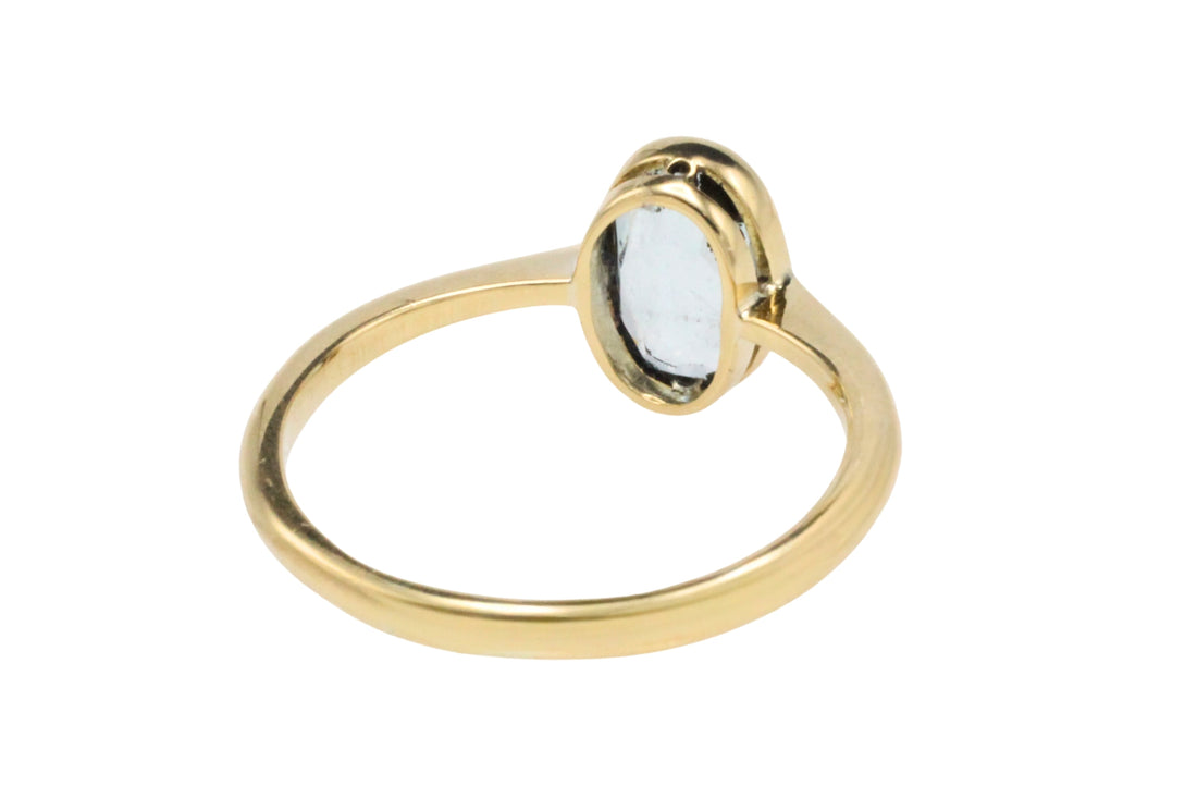 Edwardiaanse aquamarijn ring van 18 karaat goud