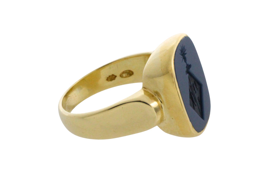 Vintage signet intaglio ring-Vintage Rings-The Antique Ring Shop