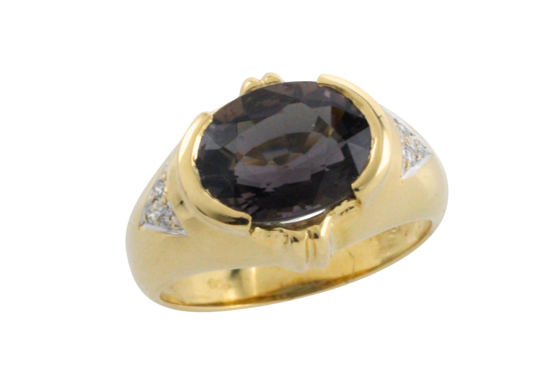 Tourmaline and diamond rig in 18 carat gold-Vintage Rings-The Antique Ring Shop