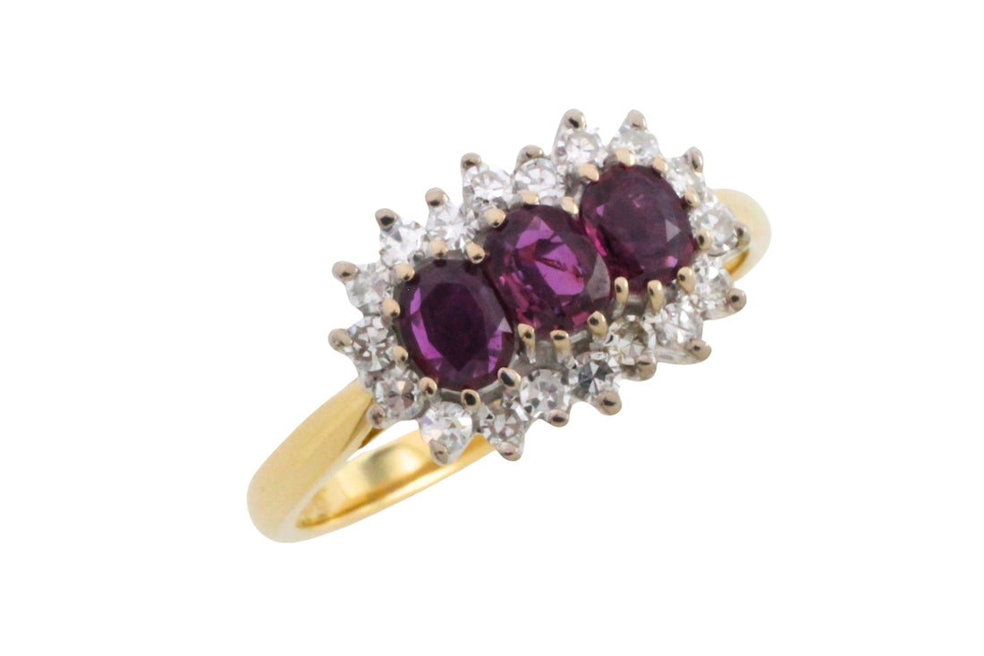 Vintage ruby and diamond ring in 18 carat gold-The Antique Ring Shop