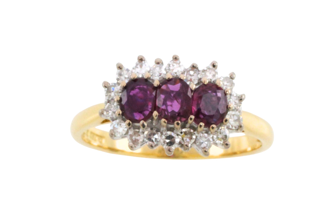 Vintage ruby and diamond ring in 18 carat gold-The Antique Ring Shop
