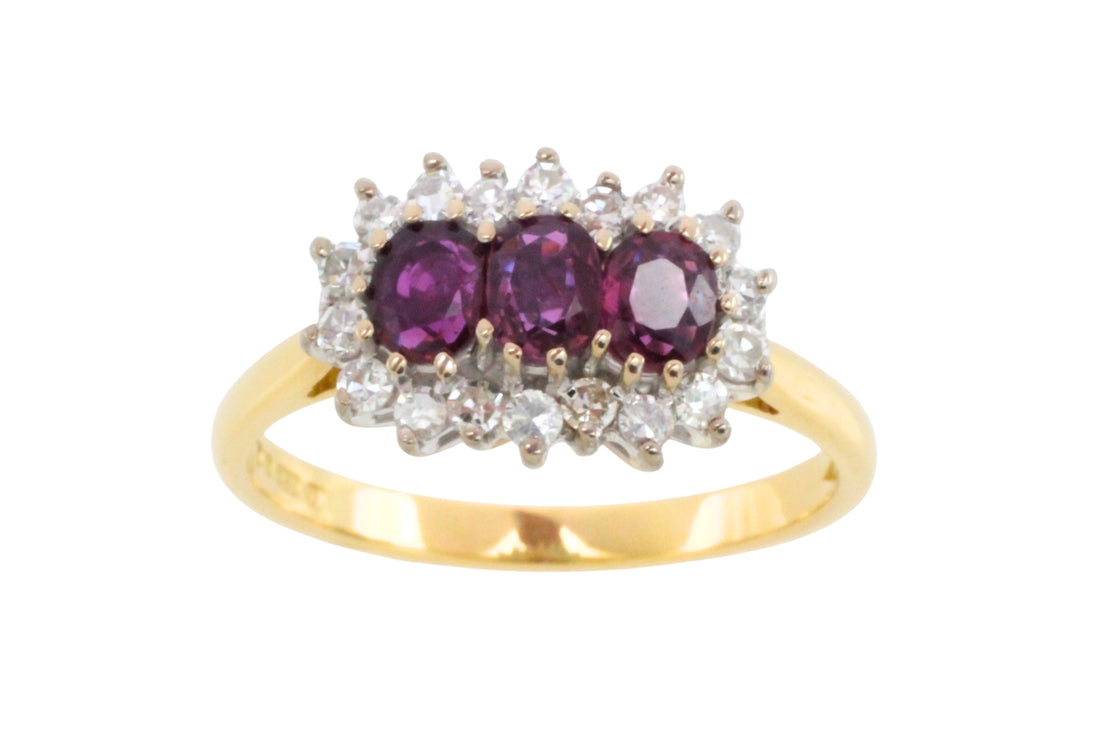 Vintage ruby and diamond ring in 18 carat gold-The Antique Ring Shop