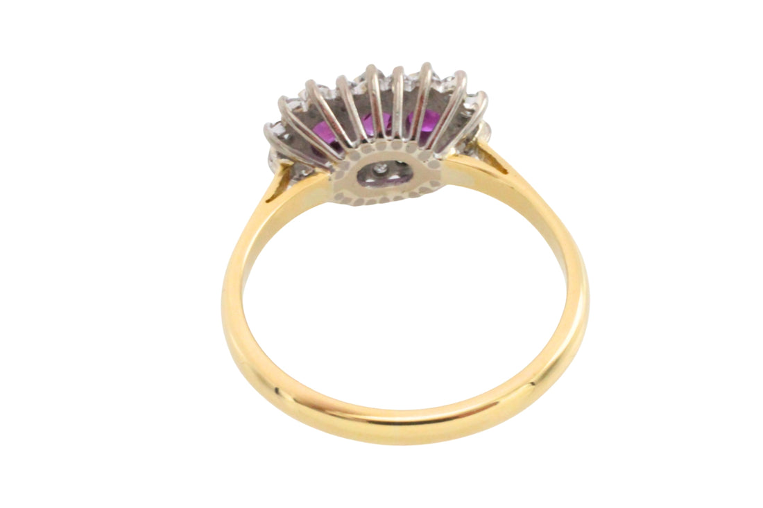 Vintage ruby and diamond ring in 18 carat gold-The Antique Ring Shop