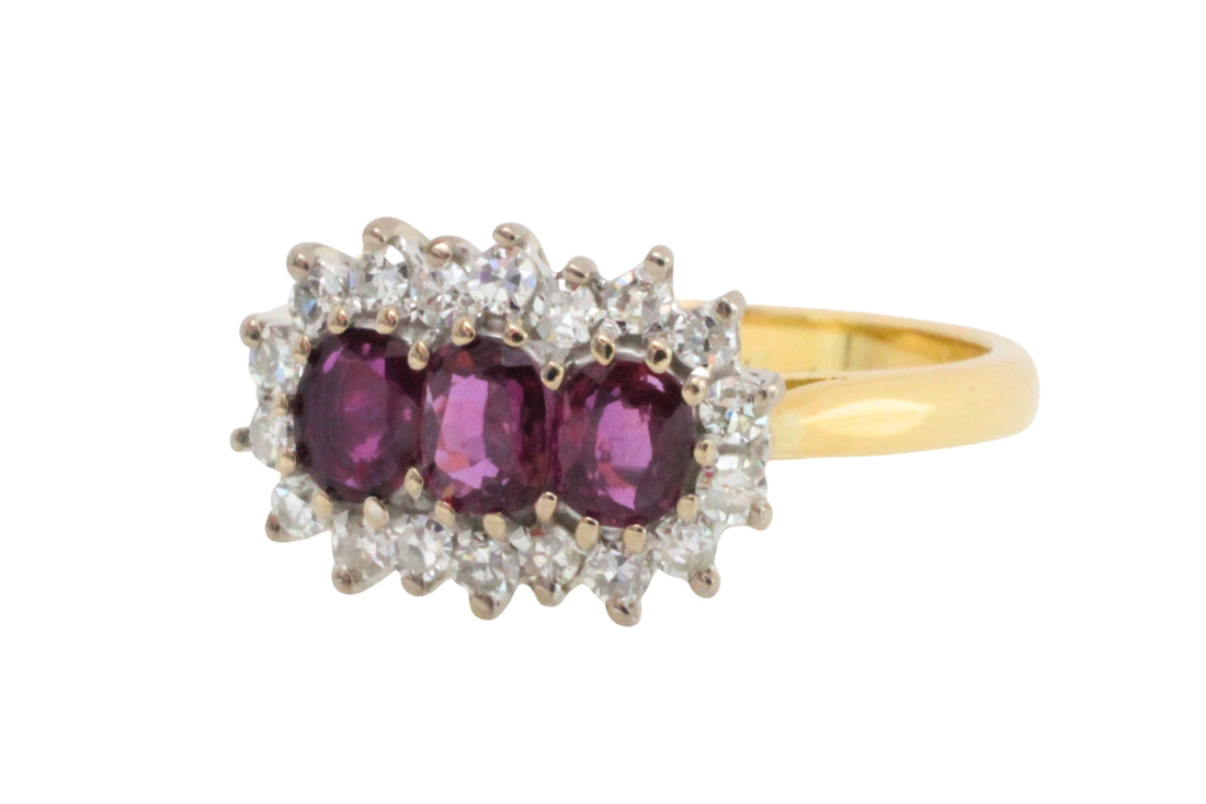 Vintage ruby and diamond ring in 18 carat gold-The Antique Ring Shop