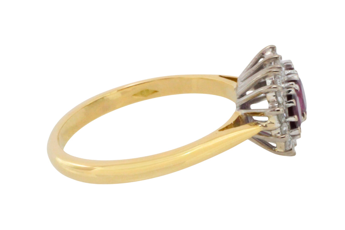 Vintage ruby and diamond ring in 18 carat gold-The Antique Ring Shop