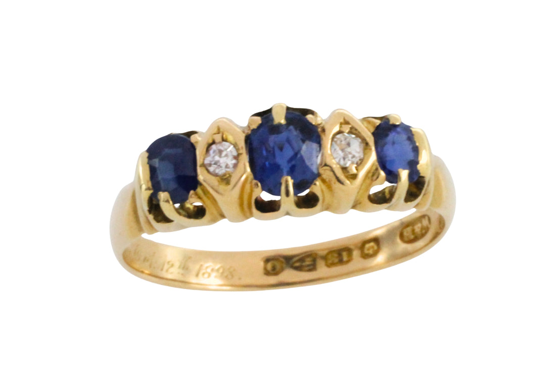 Victorian sapphire and diamond ring from 1897