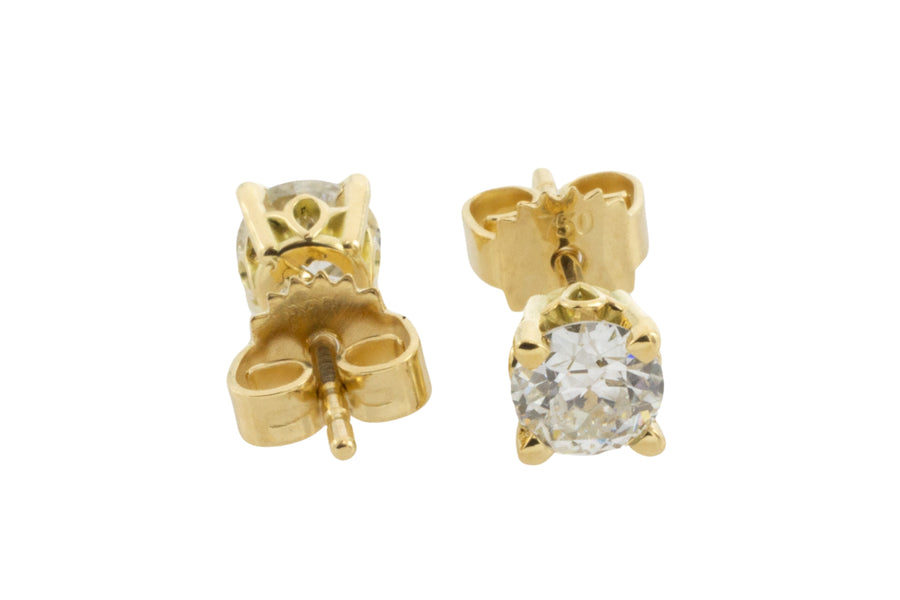 Old cut diamond studs in 18 carat gold-engagement rings-The Antique Ring Shop