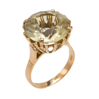 Lemon quartz ring in 14 carat gold-Vintage rings-The Antique Ring Shop