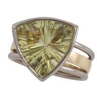 lemon quartz ring in white and yellow gold-vintage rings-The Antique Ring Shop