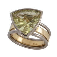 lemon quartz ring in white and yellow gold-vintage rings-The Antique Ring Shop