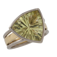 lemon quartz ring in white and yellow gold-vintage rings-The Antique Ring Shop