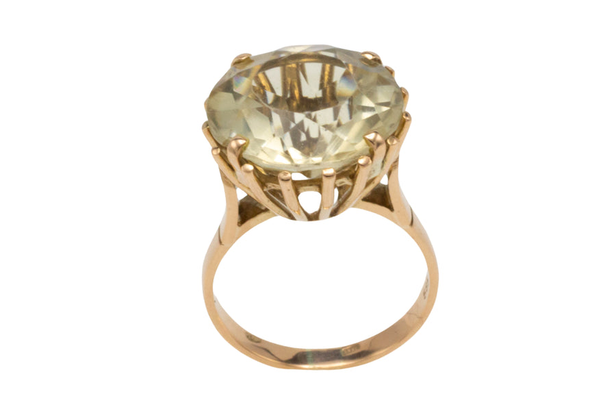 Lemon quartz ring in 14 carat gold-Vintage rings-The Antique Ring Shop