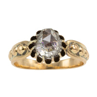 Rose diamond solitaire ring in 14 carat and silver gold-Antique rings-The Antique Ring Shop