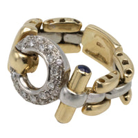 Chain link ring with diamonds and sapphires-vintage rings-The Antique Ring Shop