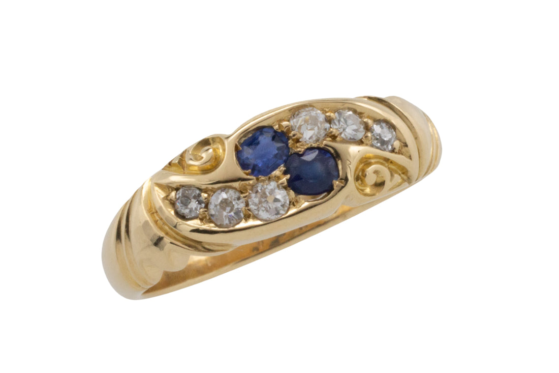 Victorian sapphire and diamond ring from 1896-Antique rings-The Antique Ring Shop