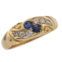 Victorian sapphire and diamond ring from 1896-Antique rings-The Antique Ring Shop