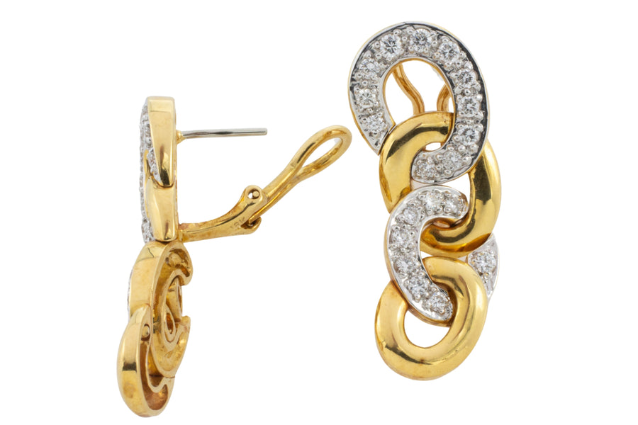 Diamond pendant earrings in 18 carat gold-Earrings-The Antique Ring Shop