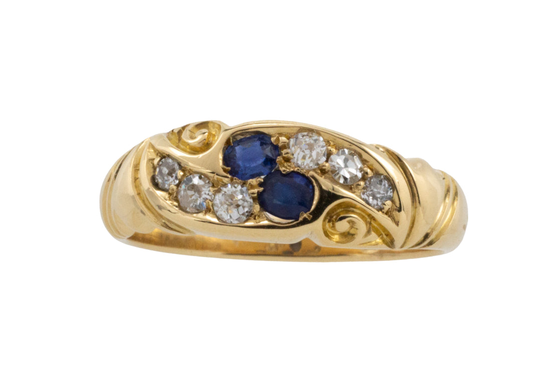 Victorian sapphire and diamond ring from 1896-Antique rings-The Antique Ring Shop