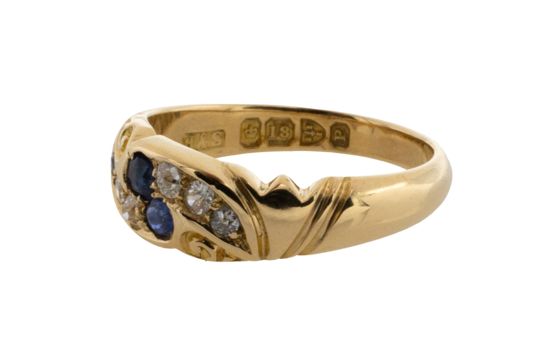 Victorian sapphire and diamond ring from 1896-Antique rings-The Antique Ring Shop