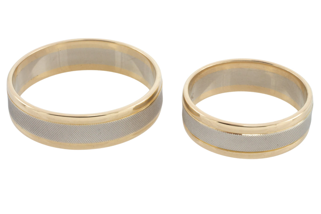 Set of 14 carat white and yellow gold wedding bands-wedding rings-The Antique Ring Shop