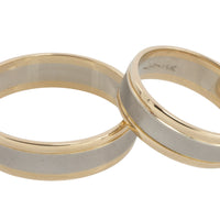 Set of 14 carat white and yellow gold wedding bands-wedding rings-The Antique Ring Shop