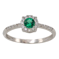 18 carat white gold ring with tourmaline and diamonds-engagement rings-The Antique Ring Shop