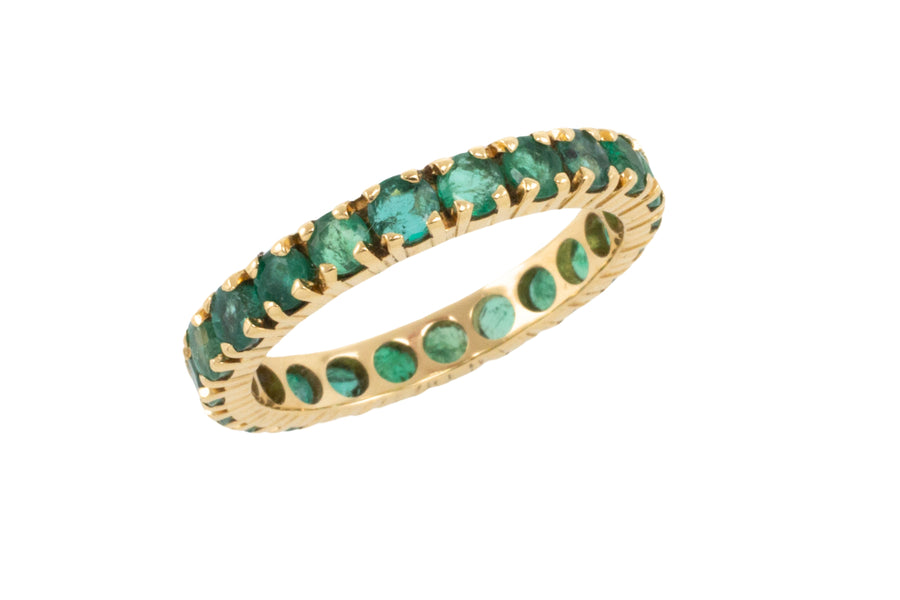 18 carat gold emerald eternity band-Vintage Rings-The Antique Ring Shop