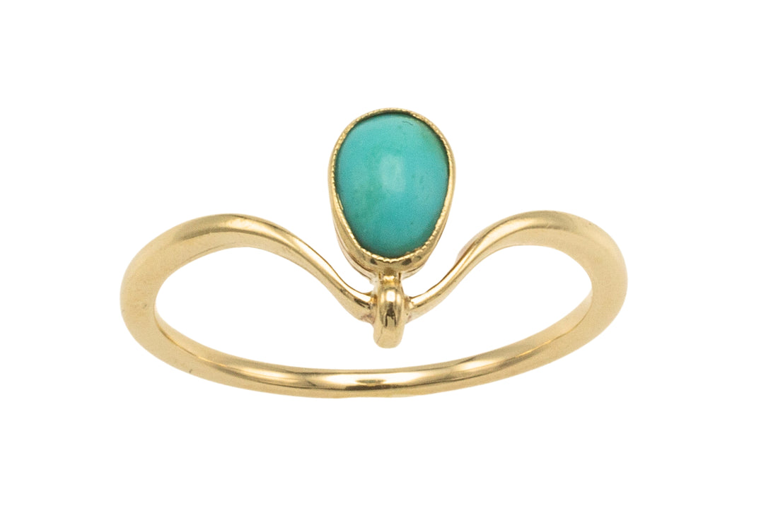 Cabochon turquoise wishbone ring-vintage rings-The Antique Ring Shop
