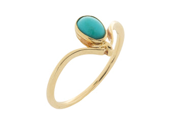 Cabochon turquoise wishbone ring-vintage rings-The Antique Ring Shop