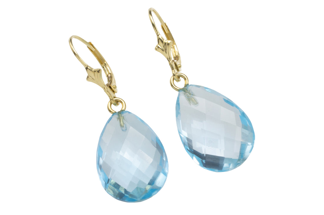 Faceted topaz drops in 14 carat gold-Earrings-The Antique Ring Shop