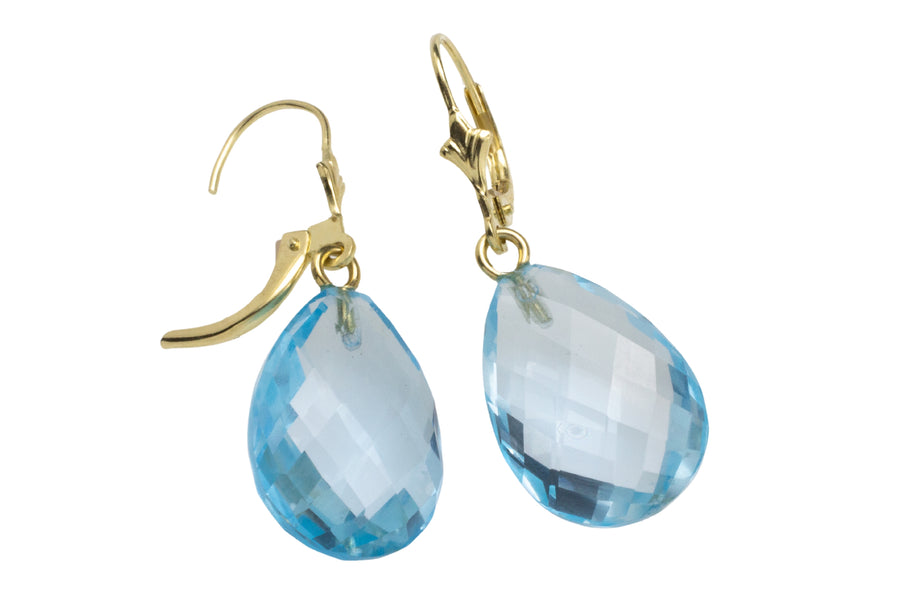 Faceted topaz drops in 14 carat gold-Earrings-The Antique Ring Shop