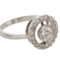 Platinum target ring with old cut diamonds-engagement rings-The Antique Ring Shop