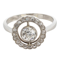 Platinum target ring with old cut diamonds-engagement rings-The Antique Ring Shop