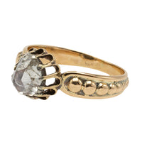 Rose diamond solitaire ring in 14 carat and silver gold-Antique rings-The Antique Ring Shop