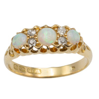 Opal and old cut diamond ring from 1896-Antique rings-The Antique Ring Shop