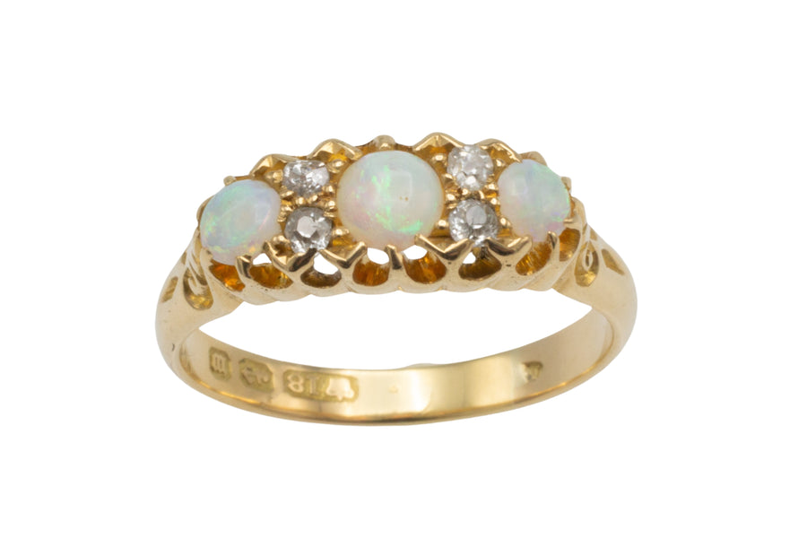 Opal and old cut diamond ring from 1896-Antique rings-The Antique Ring Shop