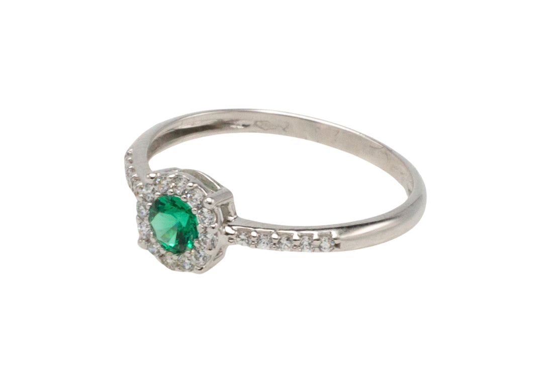 18 carat white gold ring with tourmaline and diamonds-engagement rings-The Antique Ring Shop