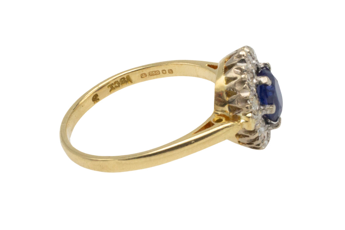 Vintage ceylon sapphire and diamond ring-engagement rings-The Antique Ring Shop