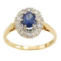 Vintage ceylon sapphire and diamond ring-engagement rings-The Antique Ring Shop