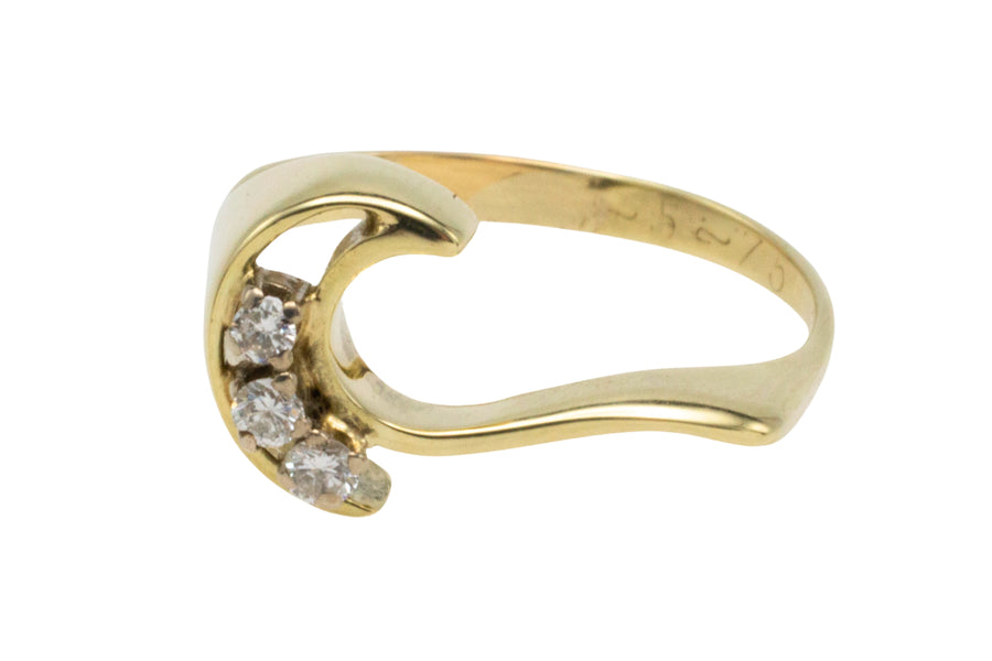 Three stone diamond ring in 14 carat gold-Vintage Rings-The Antique Ring Shop