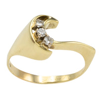 Three stone diamond ring in 14 carat gold-Vintage Rings-The Antique Ring Shop