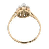 Pearl and old cut diamond ring in 14 carat gold-vintage rings-The Antique Ring Shop