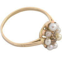 Pearl and old cut diamond ring in 14 carat gold-vintage rings-The Antique Ring Shop