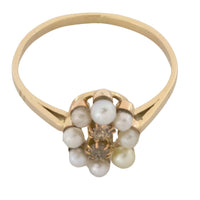 Pearl and old cut diamond ring in 14 carat gold-vintage rings-The Antique Ring Shop