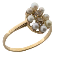 Pearl and old cut diamond ring in 14 carat gold-vintage rings-The Antique Ring Shop