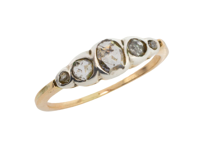 Rose diamond ring in silver and gold-Antique rings-The Antique Ring Shop