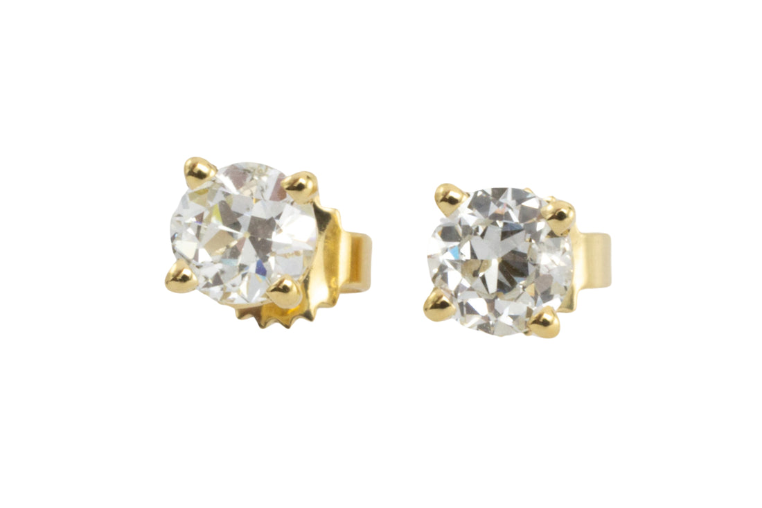 Old cut diamond studs in 18 carat gold-engagement rings-The Antique Ring Shop