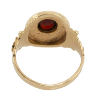 Cabochon garnet and pearl ring in 14 carat gold-Vintage Rings-The Antique Ring Shop