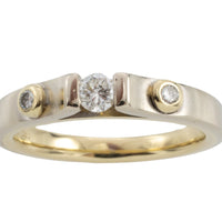 Yellow and white gold three stone diamond ring-wedding rings-The Antique Ring Shop